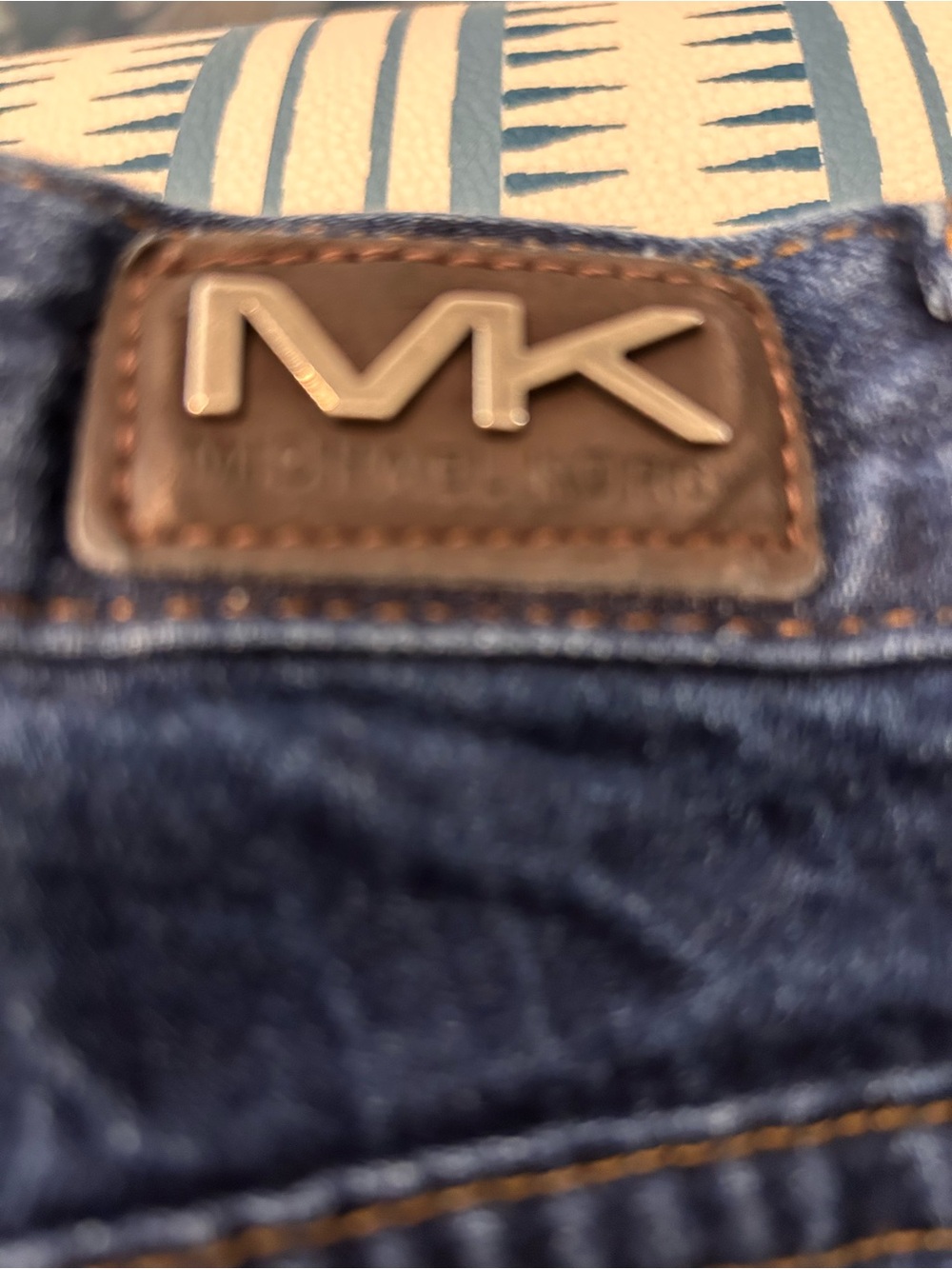 Michael Kors Men's Blue Denim Jeans with MK Leather Patch